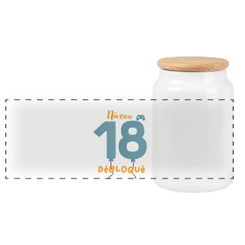 Niveau 18 Débloqué - Boîte à biscuits avec couvercle en bois - blanc - Devant
