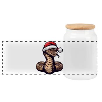 Serpent Cobra Noël - Boîte à biscuits avec couvercle en bois - blanc - Devant