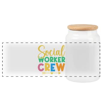 Équipe de quota de travailleurs sociaux Travail social - Boîte à biscuits avec couvercle en bois - blanc - Devant