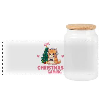 Juste une fille qui aime Noël et jouer Gamer - Boîte à biscuits avec couvercle en bois - blanc - Devant