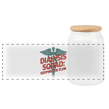 Dialysis Squad Keeping The Flow Nephrology Nurse - Panoramic Cookie Jar with Wooden Lid - white - Front