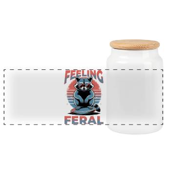 Funny Raccoon - Panorama Keksdose mit Holzdeckel - Weiß - Vorne