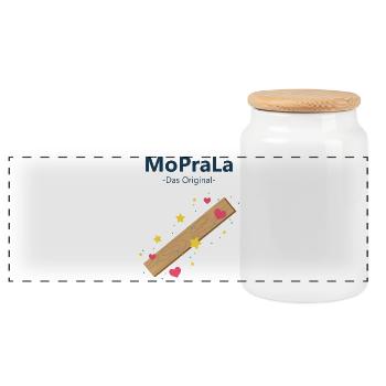 Holzstab voller Herzen und Sterne, die MoPraLa... - Panorama Keksdose mit Holzdeckel - Weiß - Vorne