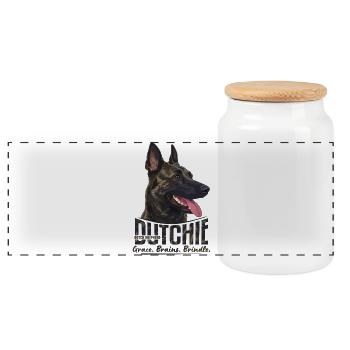 Dutchie - Chien de berger néerlandais - Boîte à biscuits avec couvercle en bois - blanc - Devant