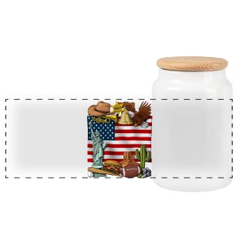 Drapeau des États-Unis - Boîte à biscuits avec couvercle en bois - blanc - Devant