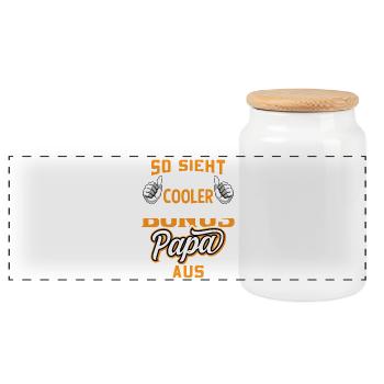 So sieht ein cooler Bonus Papa aus / Stiefvater - Panorama Keksdose mit Holzdeckel - Weiß - Vorne