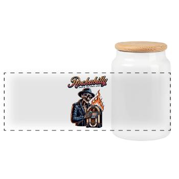 Rock and Roll Always and Forever Rockabilly 2025 - Panorama Keksdose mit Holzdeckel - Weiß - Vorne
