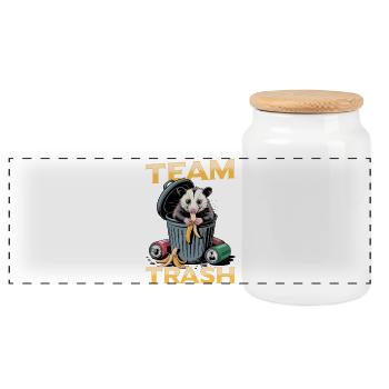 Funny Opossum - Panoramic Cookie Jar with Wooden Lid - white - Front