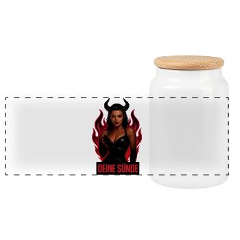 Your Sin Demon Dark Aesthetic Shirt - Panoramic Cookie Jar with Wooden Lid - white - Front