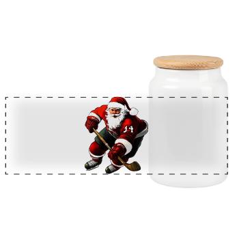 Weihnachten Eishockeyspieler - Panorama Keksdose mit Holzdeckel - Weiß - Vorne