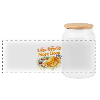 Tamil Tamilisch Sri Lanka Less Drama More Dosa - Panoramic Cookie Jar with Wooden Lid - white - Front