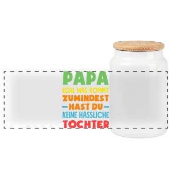 Funny Father's Day Gift Dad Beer - Panoramic Cookie Jar with Wooden Lid - white - Front