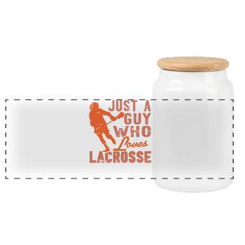 Just a Guy Who Loves Playing Lacrosse Passion - Panorama Keksdose mit Holzdeckel - Weiß - Vorne
