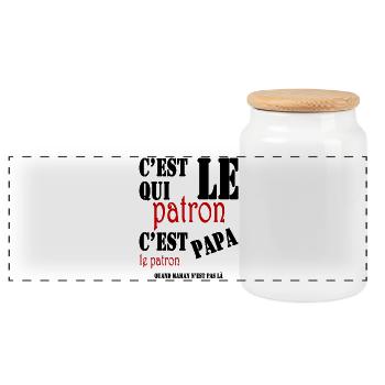 C'est qui le patron, c'est papa le patron - Boîte à biscuits avec couvercle en bois - blanc - Devant