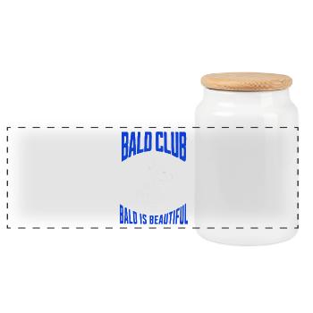 Bald Is Beautiful Sphynx Cat Hairless Club - Panoramic Cookie Jar with Wooden Lid - white - Front
