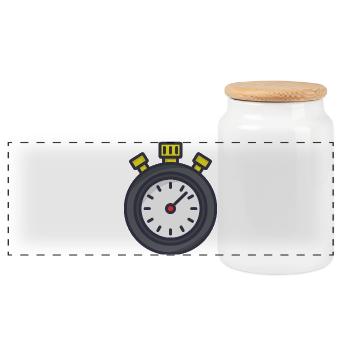 Stopwatch - Panoramic Cookie Jar with Wooden Lid - white - Front