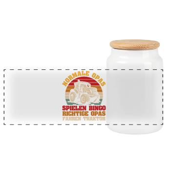 Farmer Farm Farmer Farmer Grandpa Grandpa Trak - Panoramic Cookie Jar with Wooden Lid - white - Front