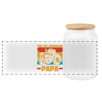 Farmer Farm Farmer Farmer Dad Father Tractor - Panoramic Cookie Jar with Wooden Lid - white - Front