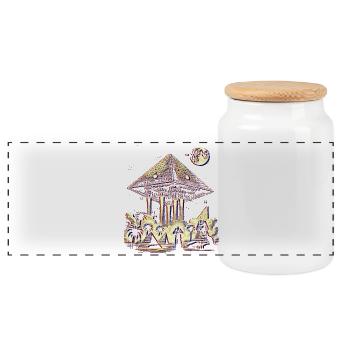 Ancient Pyramid UFO Mystery Design Shirt - Panoramic Cookie Jar with Wooden Lid - white - Front