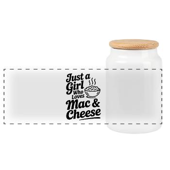 Juste une fille qui aime le macaroni au fromage - Boîte à biscuits avec couvercle en bois - blanc - Devant