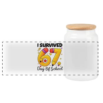 J’ai survécu 67 jours d’école six sept jours - Boîte à biscuits avec couvercle en bois - blanc - Devant