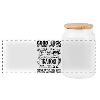 Changement d’emploi Nouveau travail Adieu Cadeau d’adieu - Boîte à biscuits avec couvercle en bois - blanc - Devant