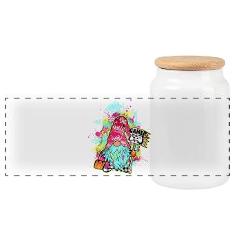 Gamer Gnome Street Art Graffiti Urban Gaming - Panoramic Cookie Jar with Wooden Lid - white - Front
