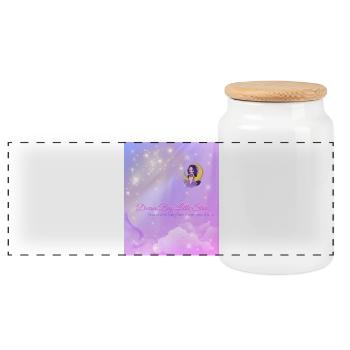Dream Big, Little Star | Magical Moon & Girl Design - Panoramic Cookie Jar with Wooden Lid - white - Front