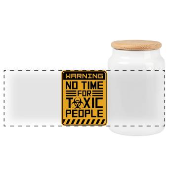No Time Toxic People Boundaries Self Care Saying - Panoramic Cookie Jar with Wooden Lid - white - Front