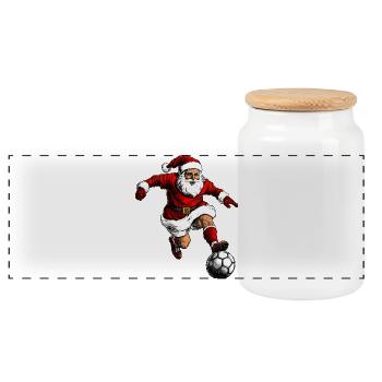 Footballeur Noël / Soccer Père Noël - Boîte à biscuits avec couvercle en bois - blanc - Devant