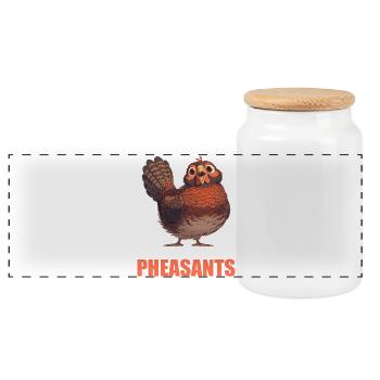 Pheasants Pheasant - Panoramic Cookie Jar with Wooden Lid - white - Front