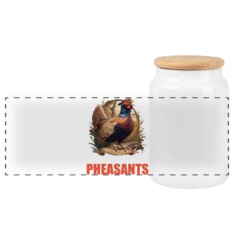 Pheasants Pheasant - Panoramic Cookie Jar with Wooden Lid - white - Front