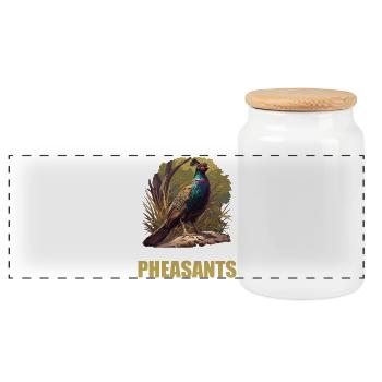 Pheasants Pheasant - Panoramic Cookie Jar with Wooden Lid - white - Front