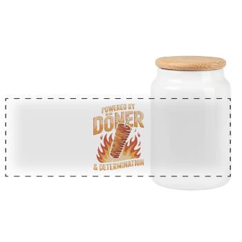 Doner Kebab Humor - Panoramic Cookie Jar with Wooden Lid - white - Front