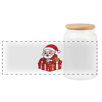 Père Noël Cadeaux Bande Dessinée Noël - Boîte à biscuits avec couvercle en bois - blanc - Devant