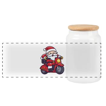 Père Noël Drôle de véhicule - Boîte à biscuits avec couvercle en bois - blanc - Devant