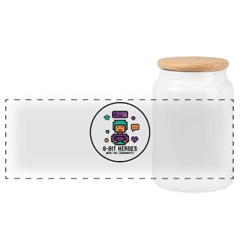 Pixel Gamer Retro 8-Bit Gaming Kult - Panorama Keksdose mit Holzdeckel - Weiß - Vorne