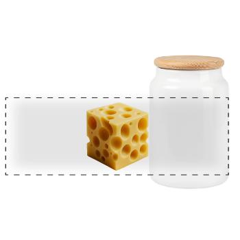 Costume de fromage - Boîte à biscuits avec couvercle en bois - blanc - Devant