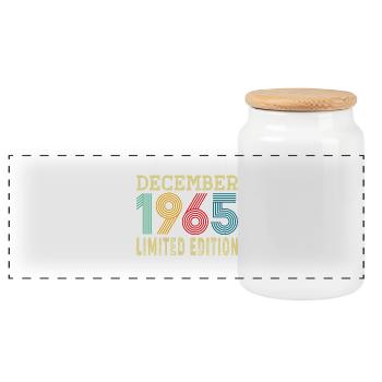 Né en Décembre 1965 60 Ans 60e Anniversaire Cadeau - Boîte à biscuits avec couvercle en bois - blanc - Devant