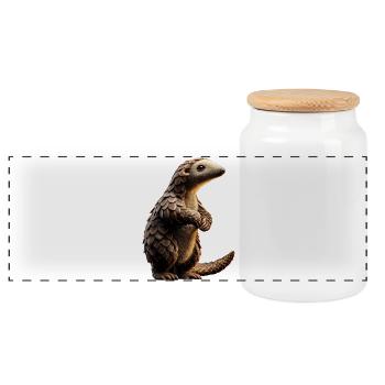 Pangolin Pangolin Pine Cone Pangolins - Panoramic Cookie Jar with Wooden Lid - white - Front