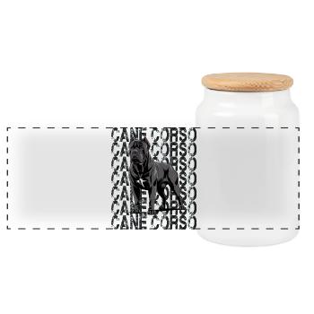 Cane Corso Lover Design - Panoramic Cookie Jar with Wooden Lid - white - Front