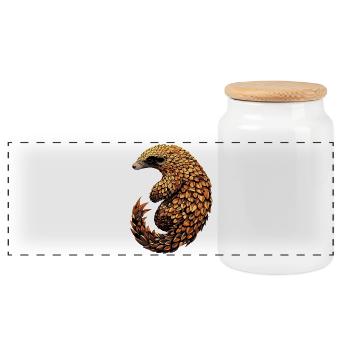 Pangolin Pangolin Pine Cone Pangolins - Panoramic Cookie Jar with Wooden Lid - white - Front