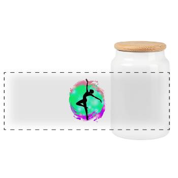 Tänzerin Silhouette Neon-Splash - Panorama Keksdose mit Holzdeckel - Weiß - Vorne