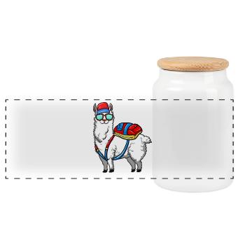 Plaisir de la promotion 2026 des enfants de la rentrée scolaire de Llama - Boîte à biscuits avec couvercle en bois - blanc - Devant