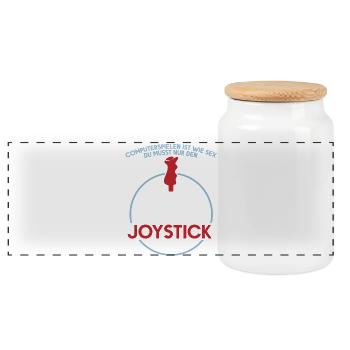 Console Gaming Computer Freak Gamer Sayings Geek - Panoramic Cookie Jar with Wooden Lid - white - Front