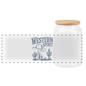 Western Spirit – Vintage Cowboy - Boîte à biscuits avec couvercle en bois - blanc - Devant