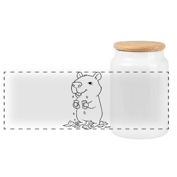 Capybara mange ses devoirs - Boîte à biscuits avec couvercle en bois - blanc - Devant