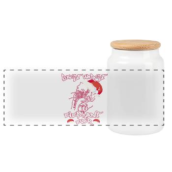 Worst Ever Elephant Gift Quote - Panoramic Cookie Jar with Wooden Lid - white - Front