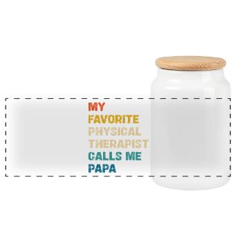 Favorite physiotherapist calls me dad - Panoramic Cookie Jar with Wooden Lid - white - Front