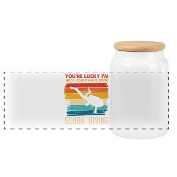 Plongeur Joke Rétro Arc-en-ciel - Boîte à biscuits avec couvercle en bois - blanc - Devant